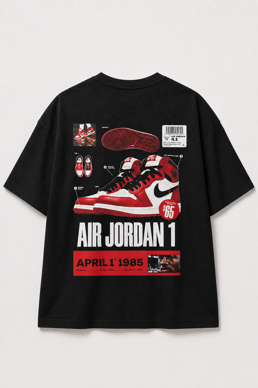 Camiseta oversized Air Jordan preta 