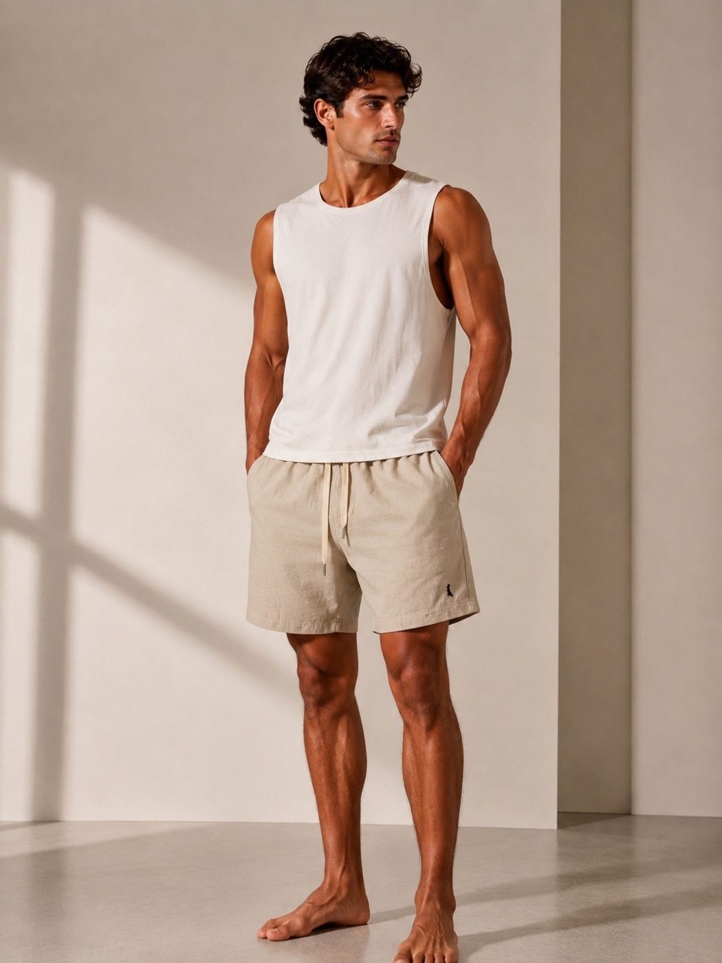 Short de linho caqui reserva  — foto 3